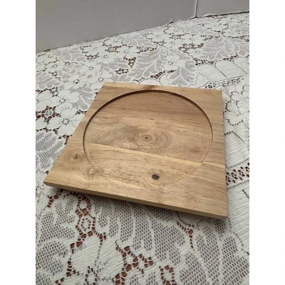 Alex Liddy Porcelain 4 Section Serving Set with Wooden Lazy Susan Turntable Base